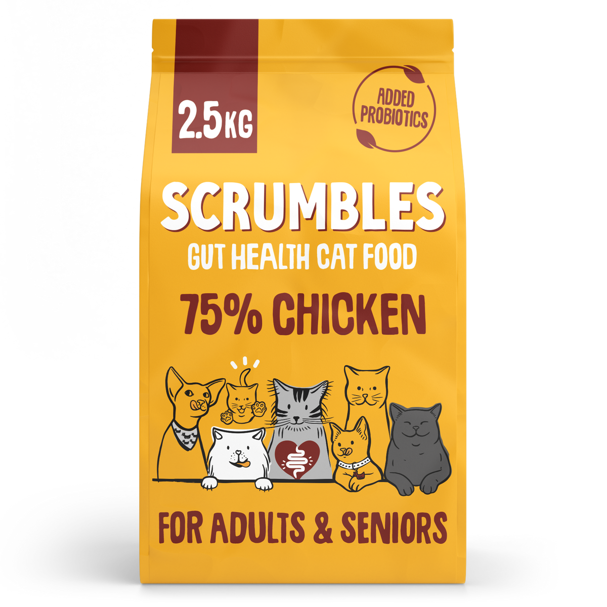 Scrumbles Gut-Friendly Chicken Dry Cat Food Gluten-Free High Meat Hypoallergenic 2.5kg 5kg 10kg
