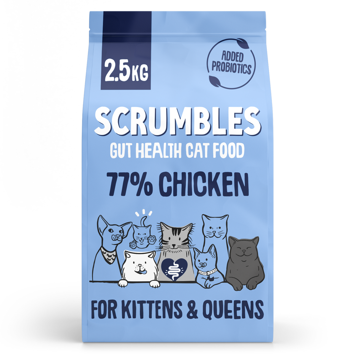 Scrumbles Gut-Friendly 77% Chicken Dry Kitten & Queens Food 2.5kg 5kg 10kg Gluten-Free High Meat Hypoallergenic