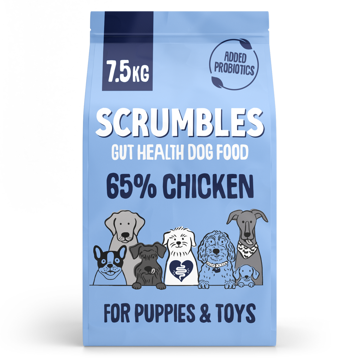Scrumbles Gut-Friendly Gluten-Free Puppy & Toy Breed Chicken Dry Dog Food 7.5kg 15kg
