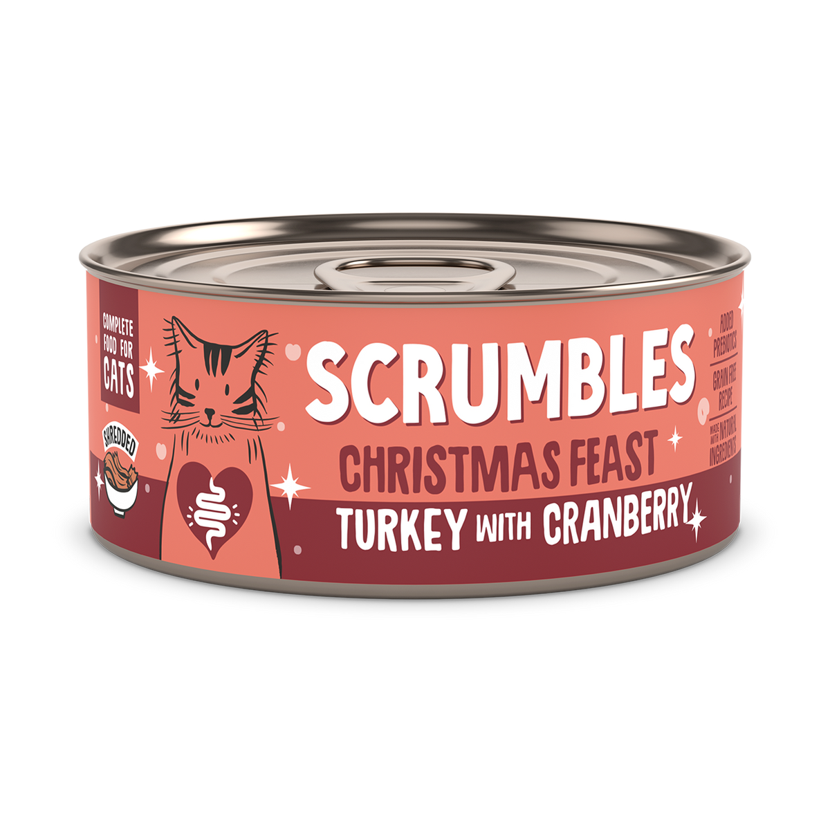 Shredded Turkey & Cranberry Christmas Cat Food in Broth